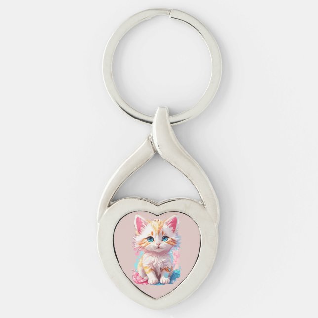 Chaveiro Gatinho Kawaii Colorido e Fofo (Frente)