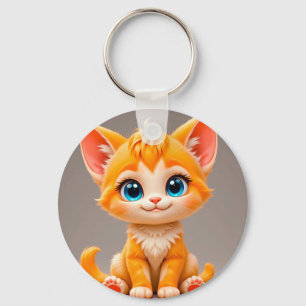 Chaveiro Gatinho Laranja de Desenho Fofo