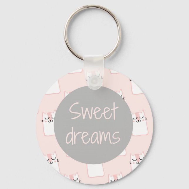 Chaveiro Gatinho Marshmallow Fluffy a rosa | Sonhos Doce (Frente)