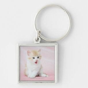 Chaveiro Gatinho no fundo cor-de-rosa