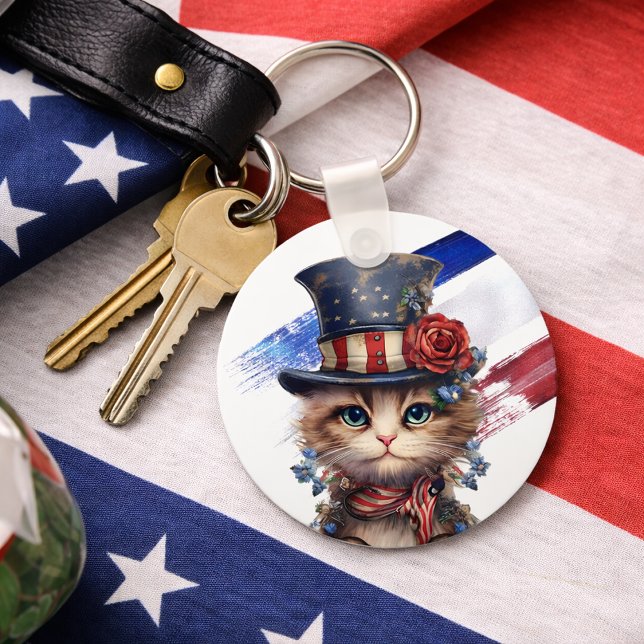 Chaveiro Gatinho Patriótico Vintage (Criador carregado)
