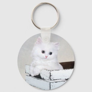 Chaveiro Gatinho Pérsico Branco Bonito