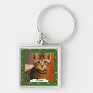 Chaveiro Gatinho Personalizável de Quadro Verde Candy Cane