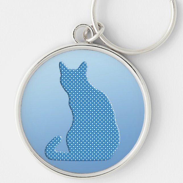 Chaveiro Gatinho pontilhado - tons de azul (Frente)