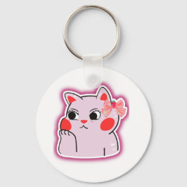 Chaveiro Gatinho rosa de Arco de morango - Design de cartoo