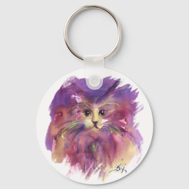 CHAVEIRO GATINHO ROXO ,RETRATO DE GATO (Frente)