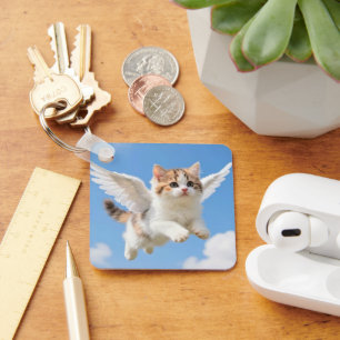 Chaveiro Gatinho Voador Fofo Calico Tabby Céu Azul
