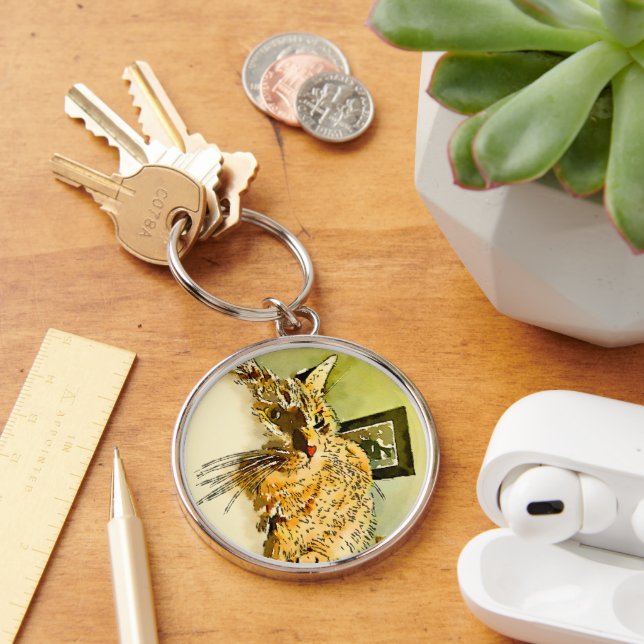 Chaveiro Gatinho Whiskers Heart Nose Watercolor (Mesa)