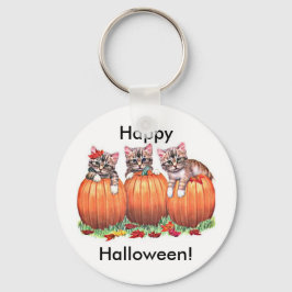 Chaveiro Gatinhos em Pumpkins para o Dia das Bruxas