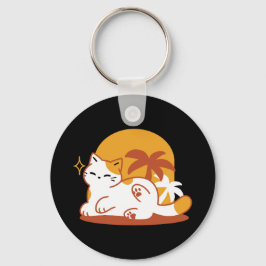 Chaveiro Gato Adorável Relaxando no Sol - Pet de Verão