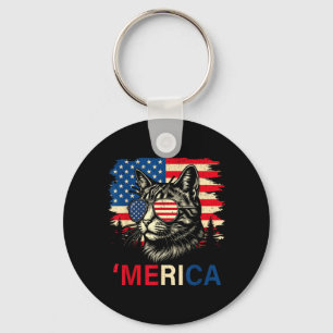 Chaveiro Gato Americano Bandeira Patriótica Usa Óculos de S