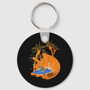 Chaveiro Gato Animal Surfista Divertido Prancha de Surf Oce