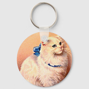 Chaveiro Gato Antigo com Laço Azul