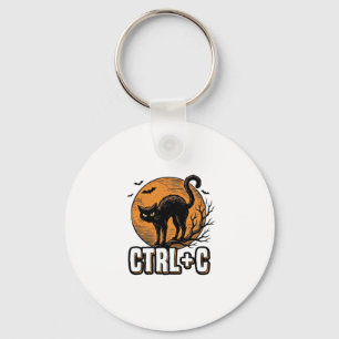 Chaveiro Gato Assustador CTRL C Design de Vetor de Hallowee
