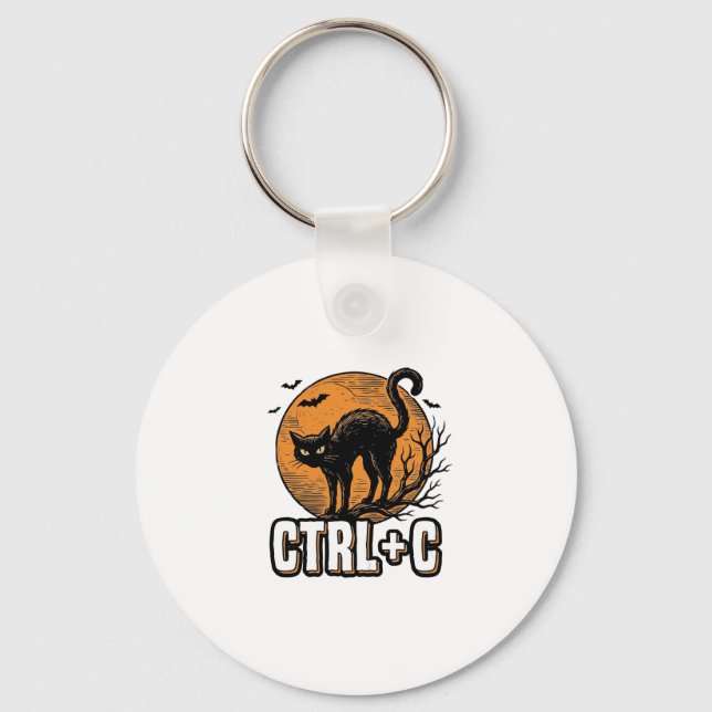 Chaveiro Gato Assustador CTRL C Design de Vetor de Hallowee (Frente)