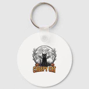 Chaveiro Gato Assustador Desenho de Gravura Vintage de Hall