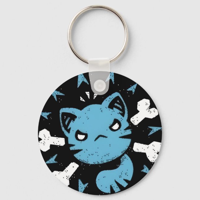 Chaveiro Gato Azul Irritado (Frente)