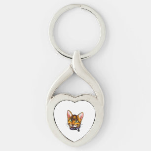 Chaveiro gato Bengal Gatos Gatinhos Rosto de Desenho Animad