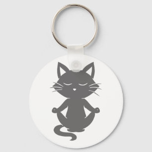 Chaveiro Gato bonito na meditação - Escolher cor de fundo