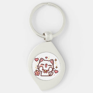 Chaveiro Gato Branco e Bonito Kawaii