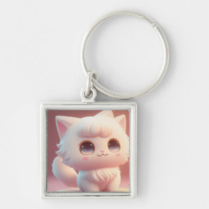 Chaveiro Gato Branco Fofinho de Olhos Grandes