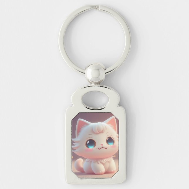 Chaveiro Gato Branco Fofo Kawaii (Frente)