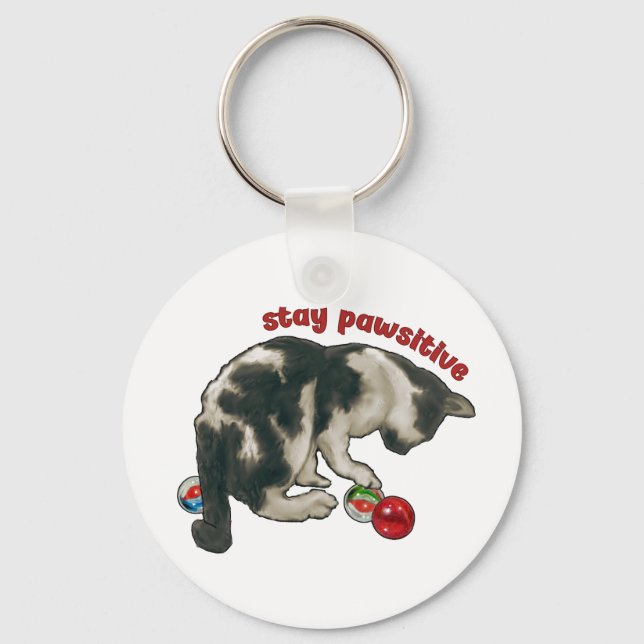 Chaveiro Gato Brincando com BOLAS DE GUDE, Fique Patasitivo (Frente)