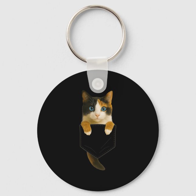 Chaveiro Gato Calico Cket Engraçado Gato Mãe Pai Gato Gato  (Frente)