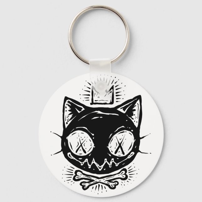 Chaveiro Gato Caveira Coroada (Frente)