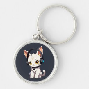 Chaveiro Gato Charmoso e Elegante de Headphones