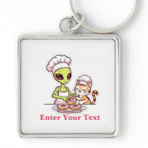 Gato Chef Alien Donut Design Kawaii