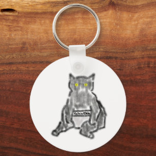 Chaveiro Gato Cinza Cueca de Designer Olhos Amarelos Arte