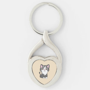 Chaveiro Gato cinza e branco