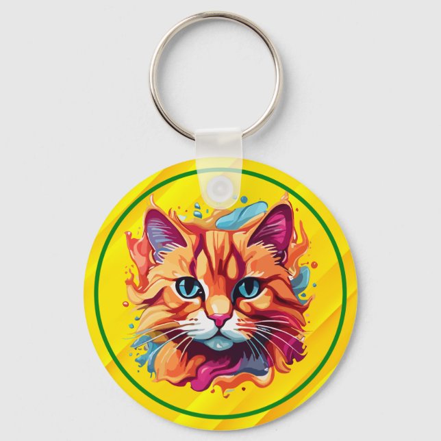 Chaveiro Gato Colorido Bonito Face-87002 (Frente)