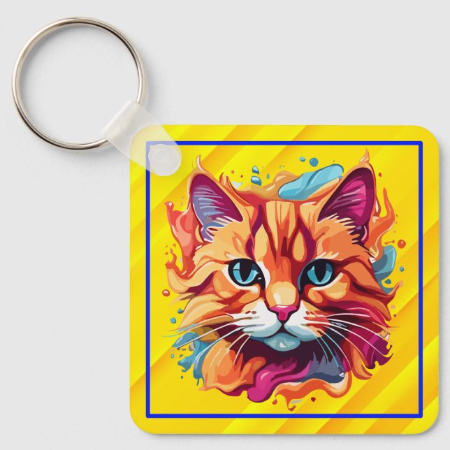 Chaveiro Gato Colorido Bonito Face-87002 (Frente)