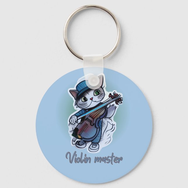 Chaveiro Gato com camiseta violino (Frente)