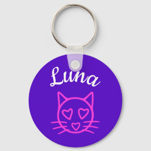 Chaveiro Gato com corações rosa