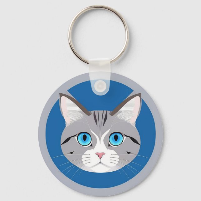 Chaveiro Gato Com Olhos Azuis (Frente)