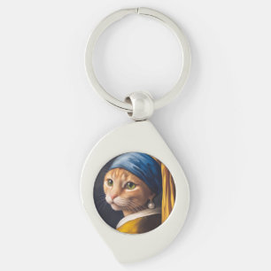 Chaveiro Gato com um brinco de pérolas Funny Vermeer Paro
