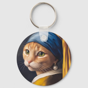 Chaveiro Gato com um brinco de pérolas Funny Vermeer Paro