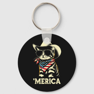 Chaveiro Gato da América do dia 4 de julho para homens, mul