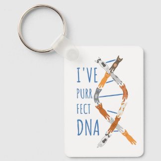 Chaveiro Gato da Ciência Hélice de DNA Eu Tenho DNA Purr-fe