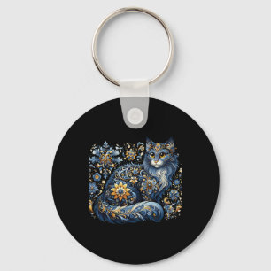 Chaveiro Gato da Ucrânia Floral Vintage Bandeira Ucraniana 