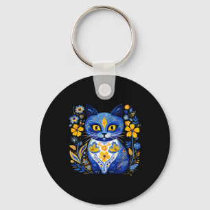 Chaveiro Gato da Ucrânia Floral Vintage Bandeira Ucraniana