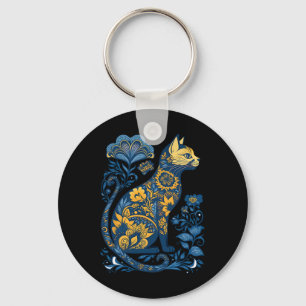 Chaveiro Gato da Ucrânia Floral Vintage Bandeira Ucraniana