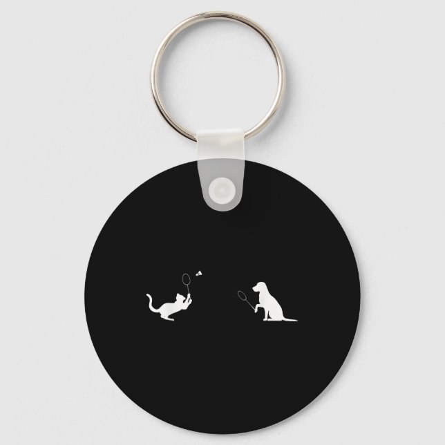 Chaveiro Gato De Badminton Engraçado E Gatinho Roupa (Frente)