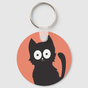 Chaveiro Gato de Cartografia Preto no Fundo Vermelho