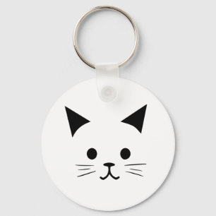 Chaveiro Gato de desenho branco e preto minimalista