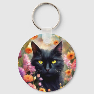 Chaveiro Gato de Flores de Gato Negro 736