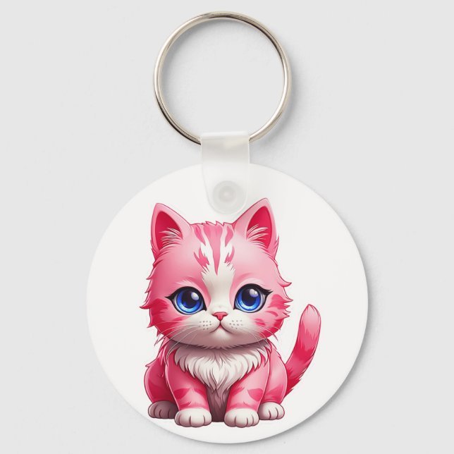 Chaveiro Gato de Gatinho Rosa Gelado (Frente)